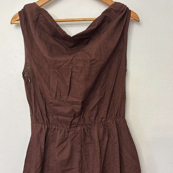 Commense Cotton & Linen Asymmetrical Neck Off the Shoulder Long Maxi Dress - Picture 9 of 12